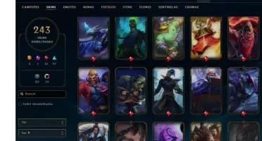 CONTA LEAGUE OF LEGENDS 243 SKINS LVL 190 BARATA