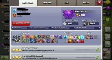 COC, CV 9 FULL, 5 CONSTRUTORES, CLAN NIVEL 9 + 700 GEMAS