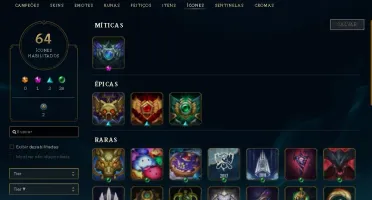 Conta lol Main Adc Platina 4 (48 pdl) Soloq, 64 Ícones.