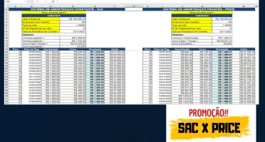 Planilha Excel - Tabela Price X Sac - Comparativo