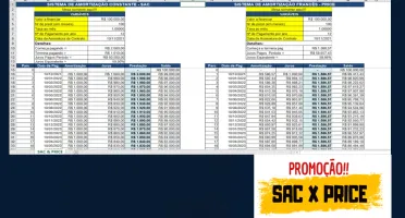Planilha Excel - Tabela Price X Sac - Comparativo