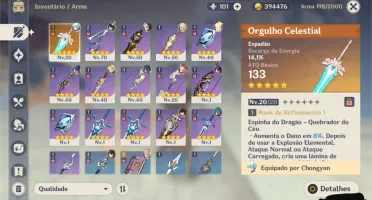 Conta genshin, venti , Zhongli e orgulho celestial Ar41