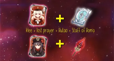 AR 32 - Klee + Hu Tao + Báculo de Homa + Oração Perdida