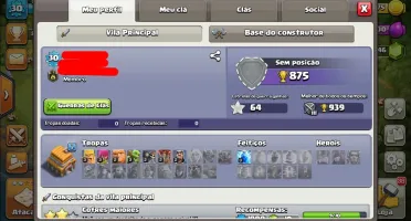 CONTA CLASH OF CLANS CV 5 COM TROCA DE NICK DISPONIVEL