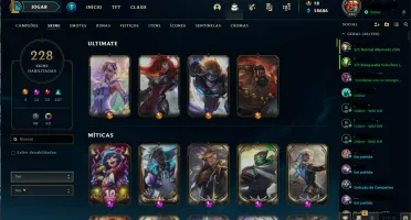 League of Legends - Conta LOL todos CHAMPS + 228 skins RARAS