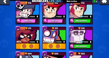 Conta brawl stars 14k e shely estelar e 29 brawlers