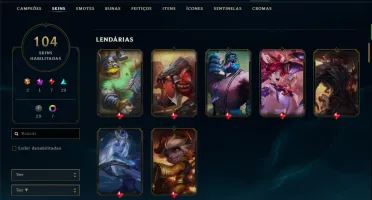 Conta platina 4 com RYZE TRIUNFANTE, 140 champs e 104 skins