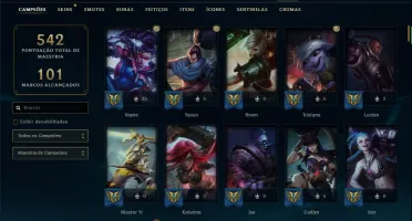Conta platina 4 com RYZE TRIUNFANTE, 140 champs e 104 skins