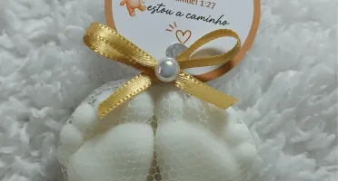 Pezinho Branco - Kit 10 - Lembrancinhas Chá Revelação