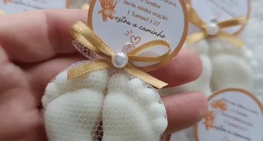 Pezinho Branco - Kit 10 - Lembrancinhas Chá Revelação