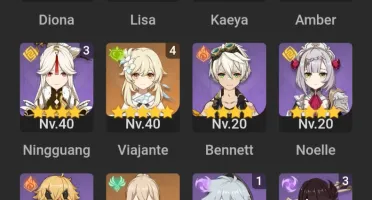 Ganyu + Hutao + Dehya + Jean + 4 armas 5 estrelas.