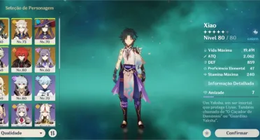 AR 54 - XIÃO, DILUC C1, ALBEDO, MONA E QIQI + 3 ARMAS 5*