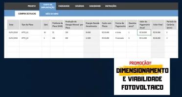 Planilha de Dimensionamento e Viabilidade Fotovoltaica