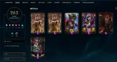 Bronze 1 com TODOS os Champs e 263 Skins ( TOP / MID / JG )