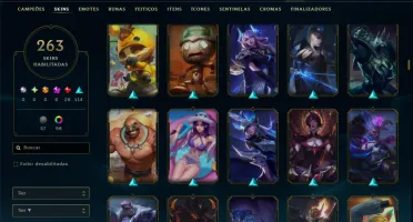 Bronze 1 com TODOS os Champs e 263 Skins ( TOP / MID / JG )