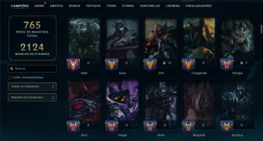 Bronze 1 com TODOS os Champs e 263 Skins ( TOP / MID / JG )