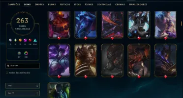 Bronze 1 com TODOS os Champs e 263 Skins ( TOP / MID / JG )