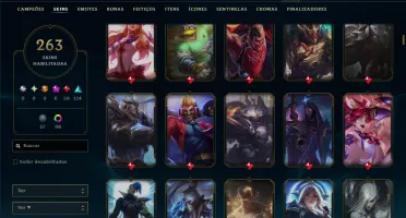 Bronze 1 com TODOS os Champs e 263 Skins ( TOP / MID / JG )