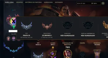 Bronze 1 com TODOS os Champs e 263 Skins ( TOP / MID / JG )