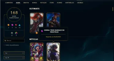 Conta ouro 1 com 122 Champs e 168 Skins + 1 Prestigio