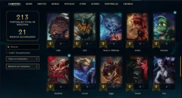 Conta prata 3 com 20 skins e 53 champs