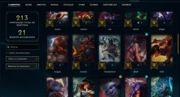Conta prata 3 com 20 skins e 53 champs