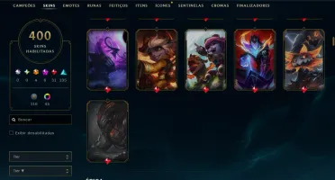 Conta League Of Legends - 400 Skins - Level 350+ - Platina