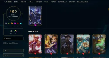Conta League Of Legends - 400 Skins - Level 350+ - Platina