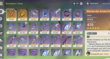 Ar48, Dehya c1 + assinatura, Cyno + bis, Baizu c1, tighnari,