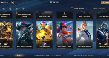 Conta Wild Rift Focada na Gwen e muitas skins
