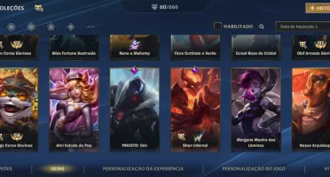 Conta Wild Rift Focada na Gwen e muitas skins