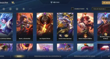 Conta Wild Rift Focada na Gwen e muitas skins