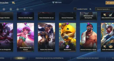 Conta Wild Rift Focada na Gwen e muitas skins