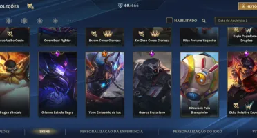 Conta Wild Rift Focada na Gwen e muitas skins