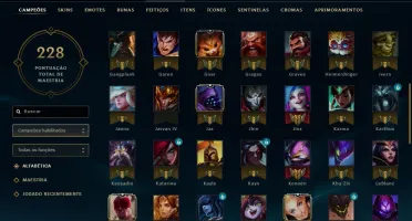 Conta com 26 skins 104 Champs e vários emotes