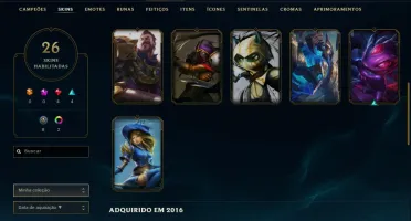 Conta com 26 skins 104 Champs e vários emotes