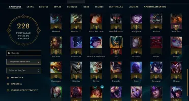 Conta com 26 skins 104 Champs e vários emotes