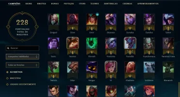 Conta com 26 skins 104 Champs e vários emotes