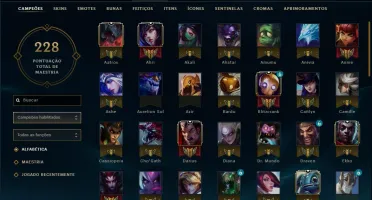 Conta com 26 skins 104 Champs e vários emotes