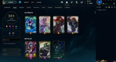 CONTA LOL 301 SKINS PLAT2 MMR D3+