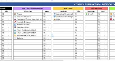 Planilha Financeira - Método dos Potes