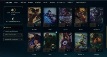 Mestre com 30 Champs e 6 Skins