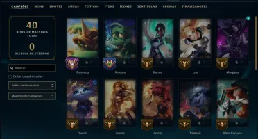 Mestre com 30 Champs e 6 Skins