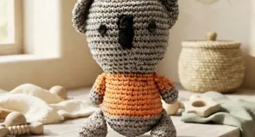 Coala Camisa Laranja Amigurumi