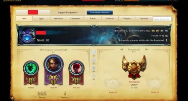 Conta LOL, Gold V - 7 Pg de runa, 49 skins é 126 campeões.