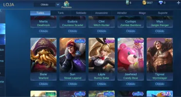 Conta lv 60 Mobile Legends - 92 skins