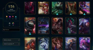 Conta LVL 373 com 141 Campeões + 126 Skins