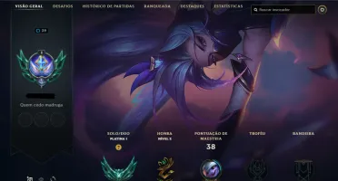 Conta PLATINA 1 - 75pdl| 55% Win - Lol (League Of Legends) E