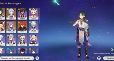 Conta com Ganyu, Xiao, Klee, Diluc, Keqing e atlas AR 52
