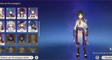 Conta com Ganyu, Xiao, Klee, Diluc, Keqing e atlas AR 52